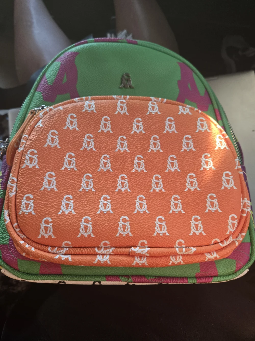 Steve Madden Colorful Mini Backpack Purse, Neon Green Orange Pink Statement Bag